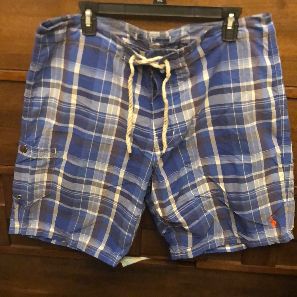 Polo Ralph Lauren Swimwear Blue Plaid Trunks Swim